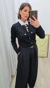 CARDIGAN PATTA NERO ART.3667